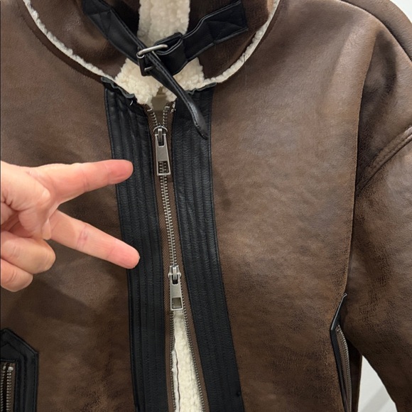 Target Wild Fable Brown Motorcycle Jacket with teddy sherpa Lining - Picture 11 of 11